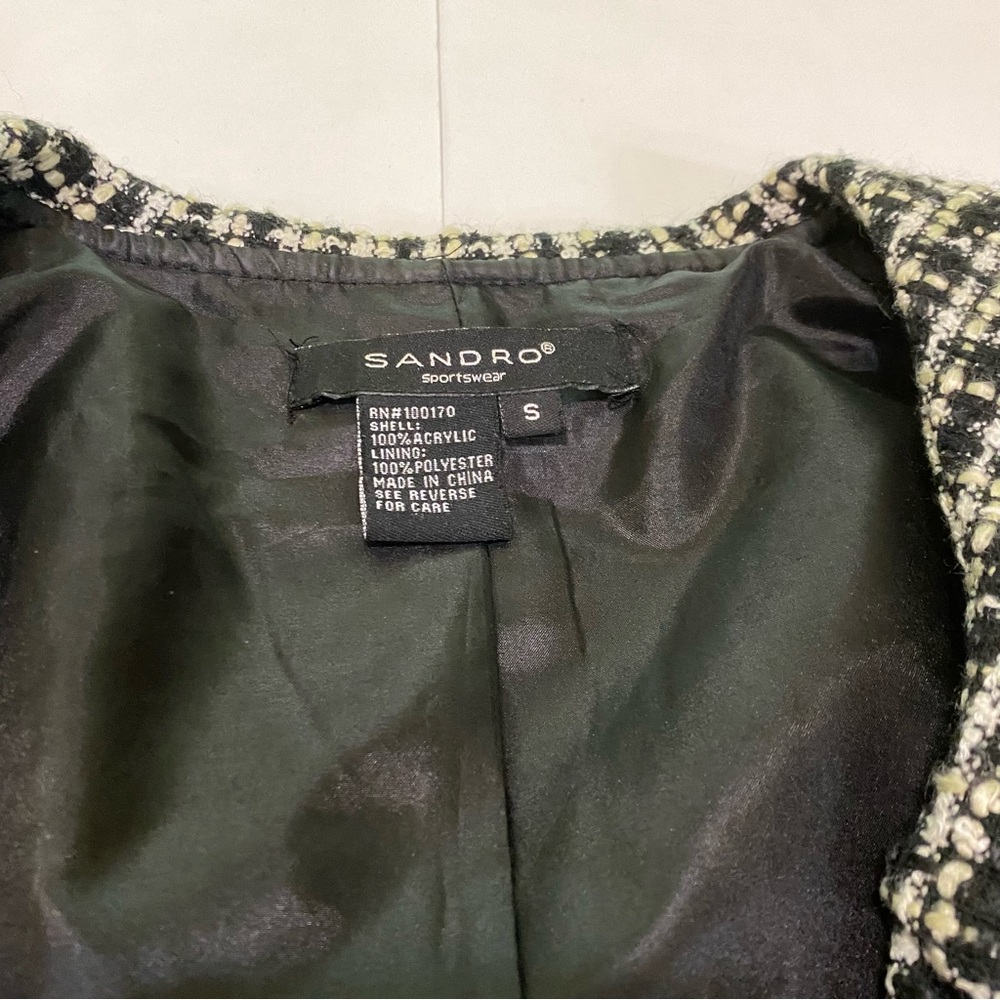 Sandro  Women's Black and White Tweed Jacket - Picture 5 of 7